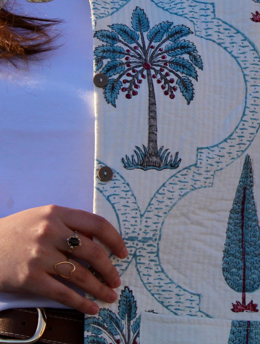 Palm Horizon | Cotton Jacket | Hand-Stamped Cotton Outerwear