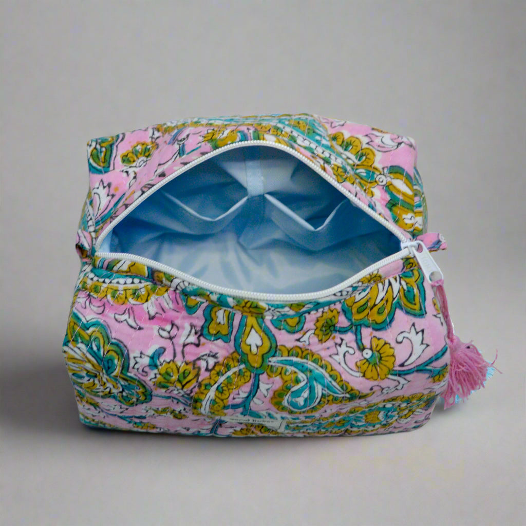 Estuche de algodón con estampado vintage de cachemira | Imprescindible de viaje con estampado a mano