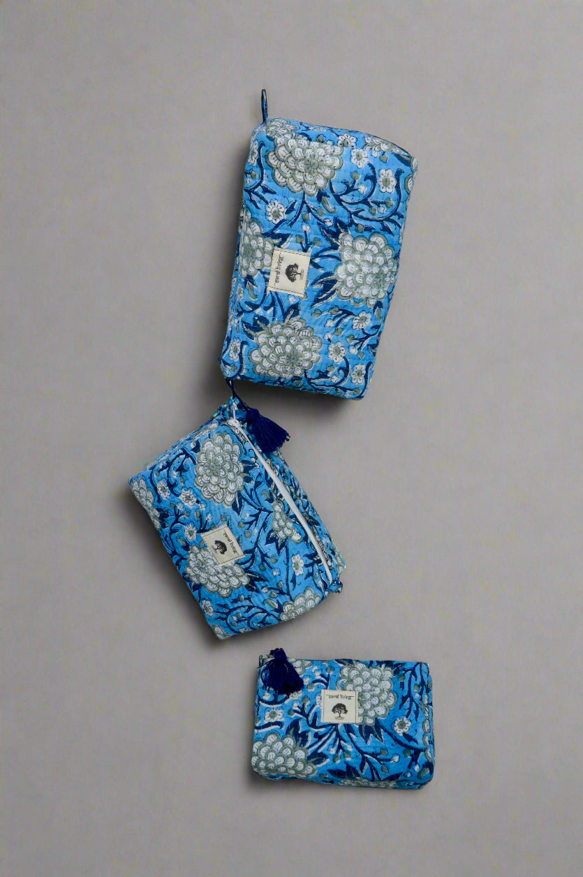 Midnight Garden | Cotton Pouch | Hand-Stamped Travel Essential