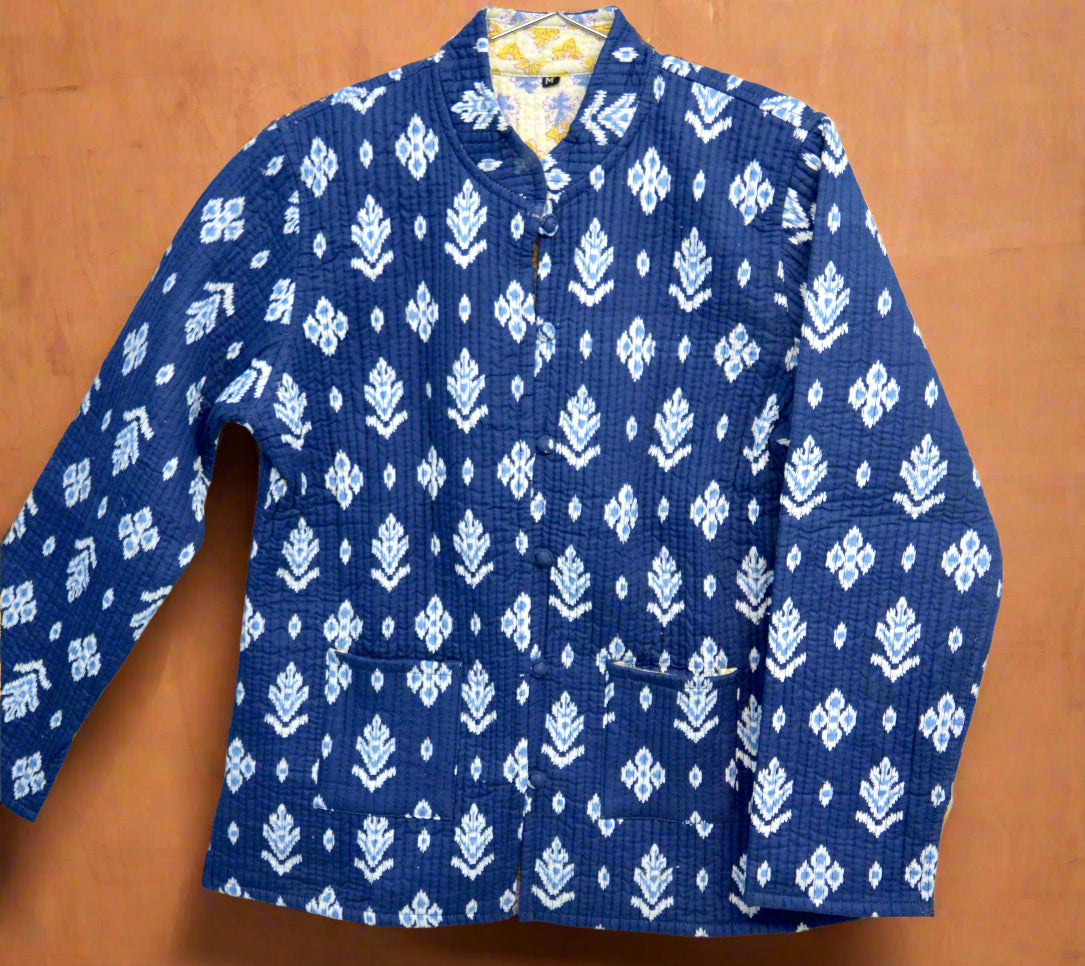 The Indigo Root – Chaqueta reversible acolchada de algodón | Hecha a mano con algodón Kapas natural