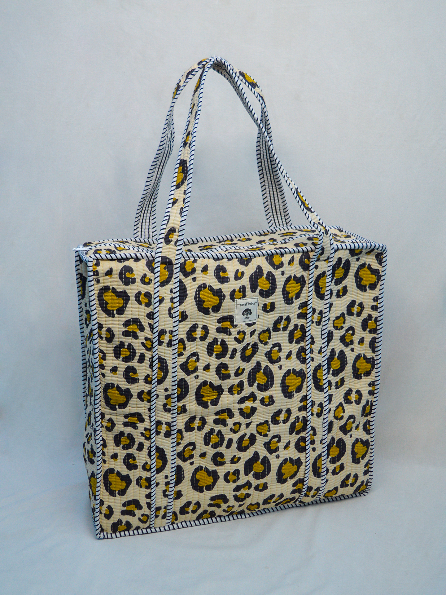 Golden Stride | Bolsa de algodón | Bolsa de mano de algodón estampada a mano
