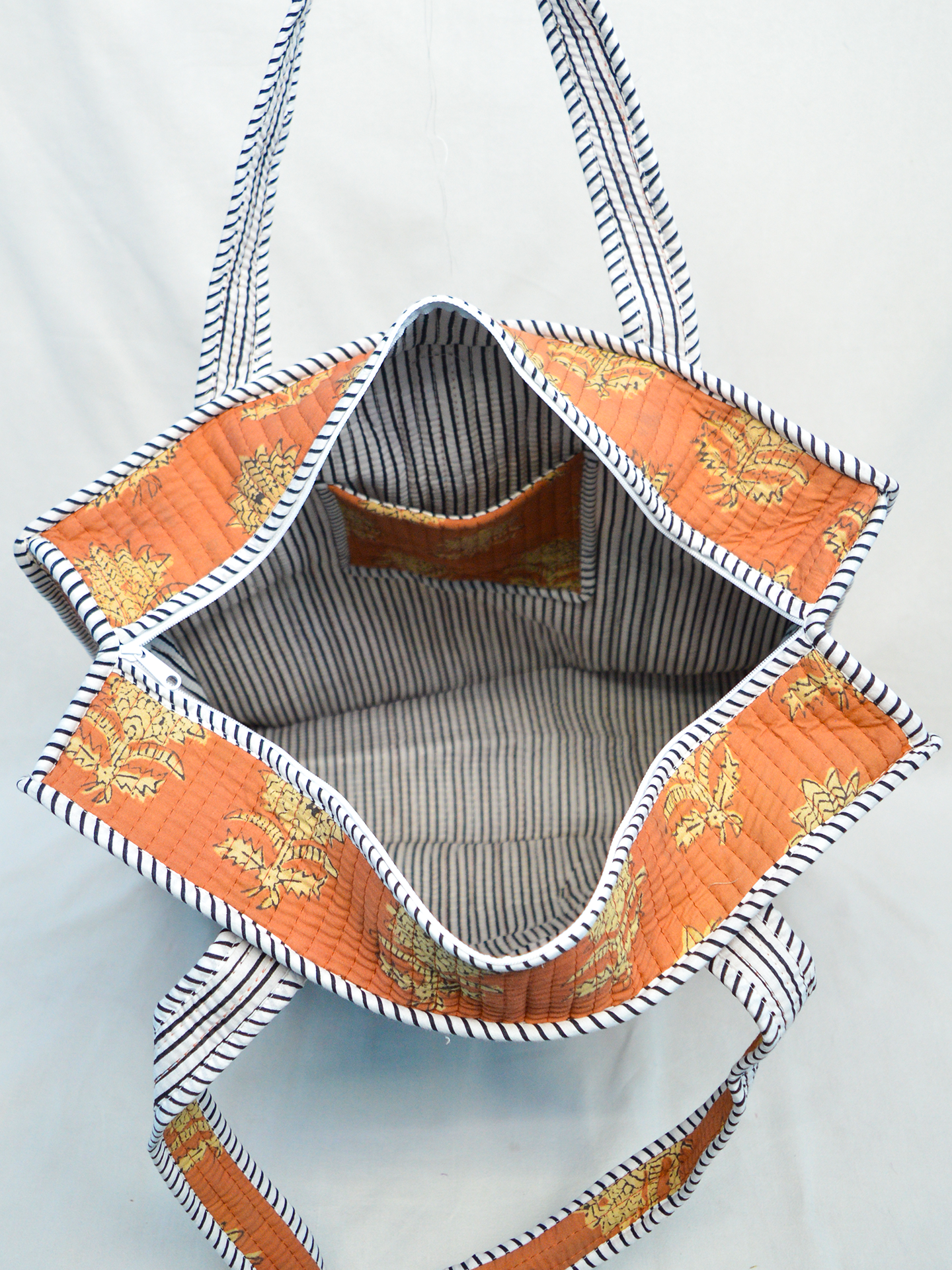 Amber Bloom | Bolsa de algodón | Bolsa de mano de algodón estampada a mano