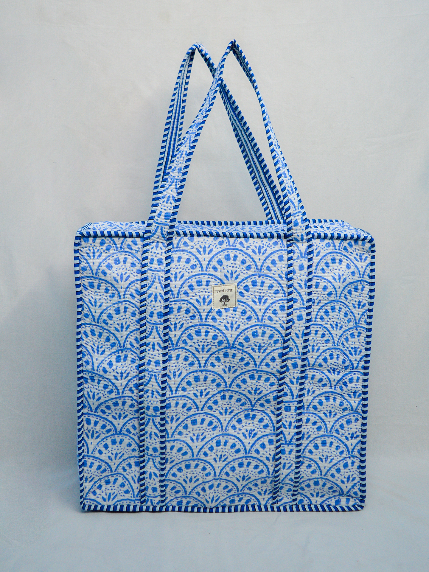 Santorini Tides | Bolsa de algodón | Bolsa de viaje de algodón estampada a mano