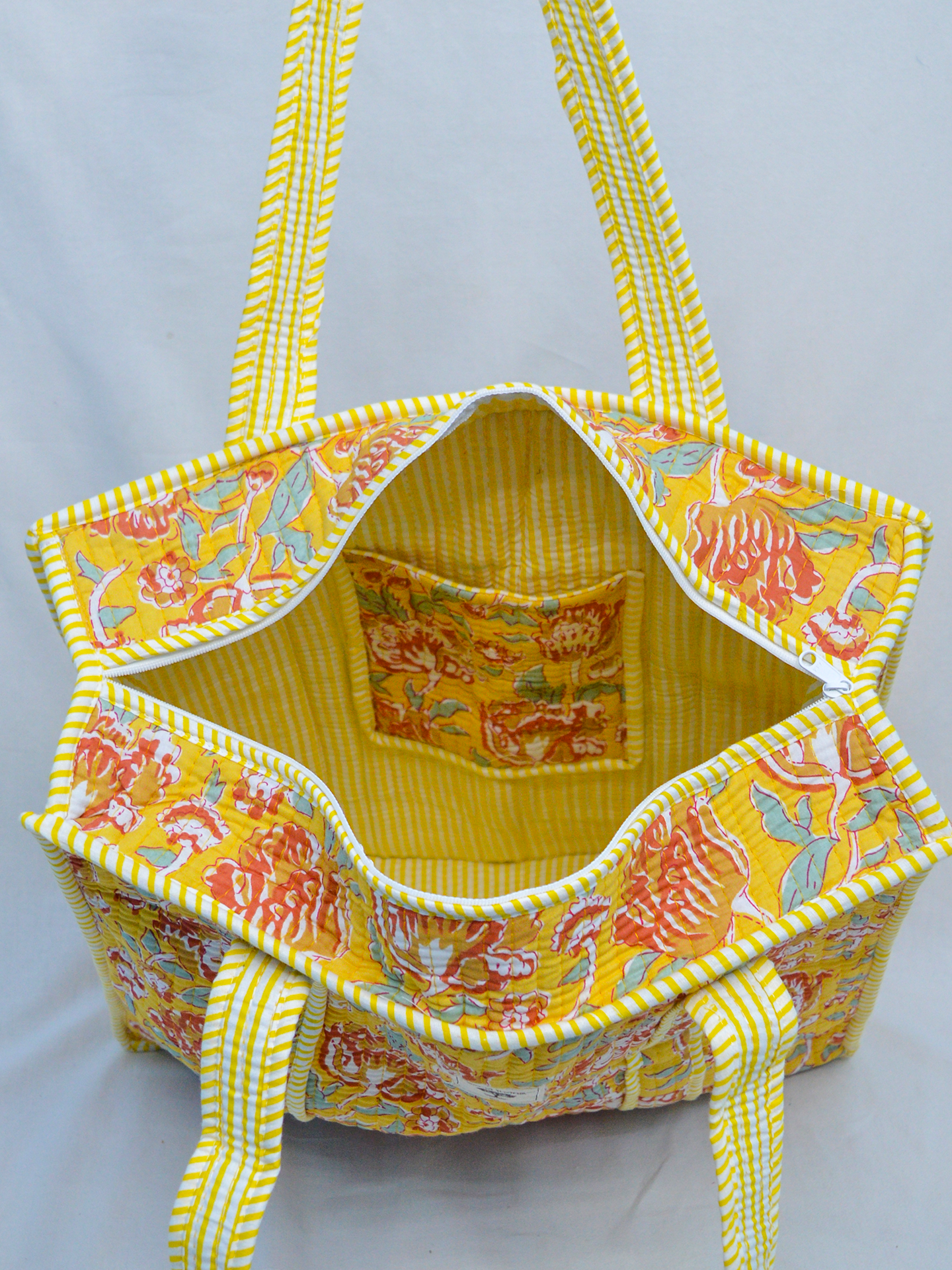 Tuscan Bloom | Bolsa de algodón | Bolsa de mano de algodón estampada a mano