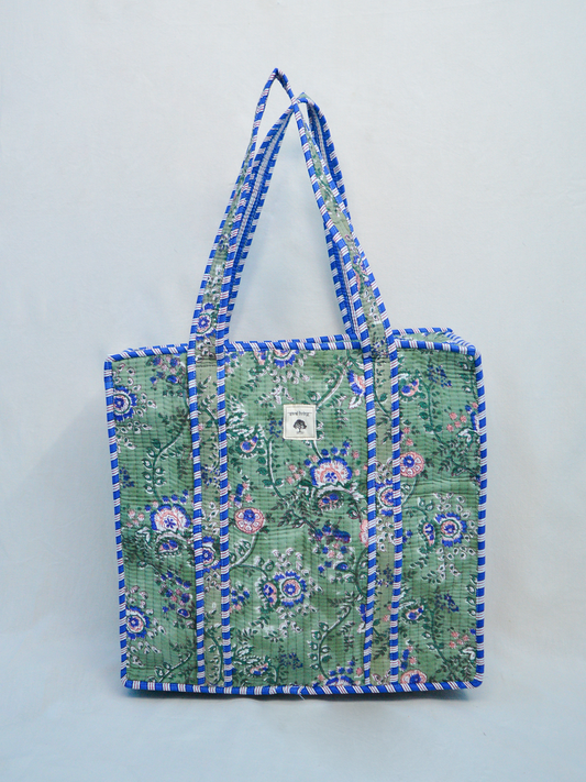 Olive Grove | Cotton Tote Bag | Hand-Stamped Cotton Carryall