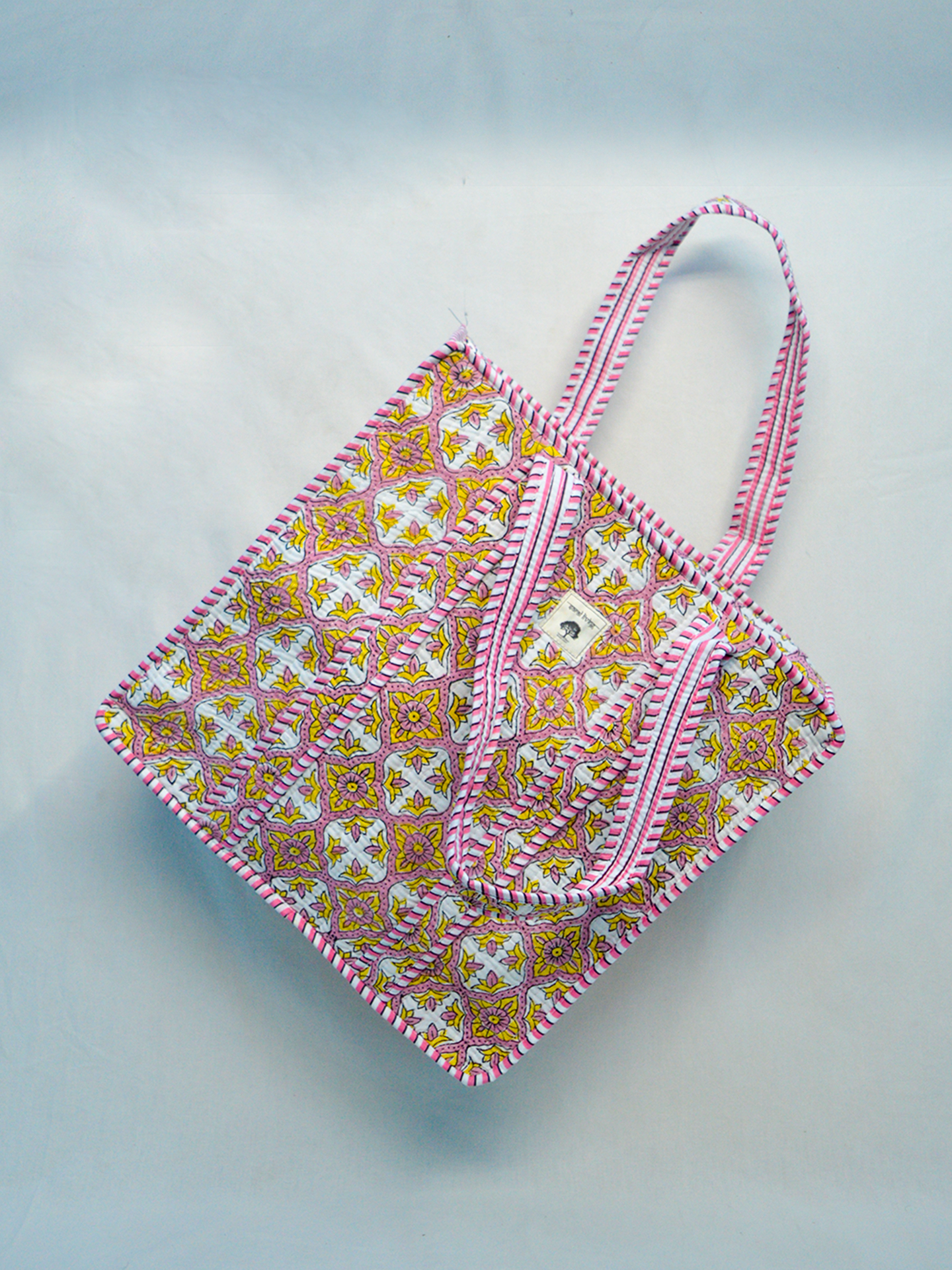 Mirage Dorado | Bolsa de algodón | Bolsa de mano de algodón estampada a mano
