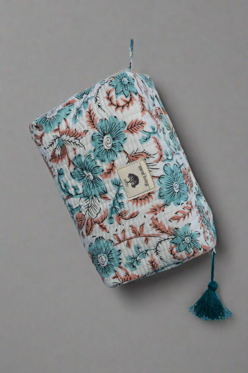 Dusky Bloom | Bolsa de algodón | Imprescindible de viaje con estampado a mano