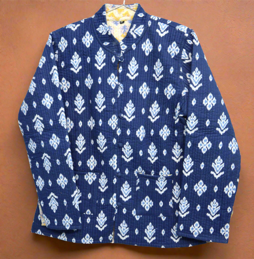 The Indigo Root – Chaqueta reversible acolchada de algodón | Hecha a mano con algodón Kapas natural