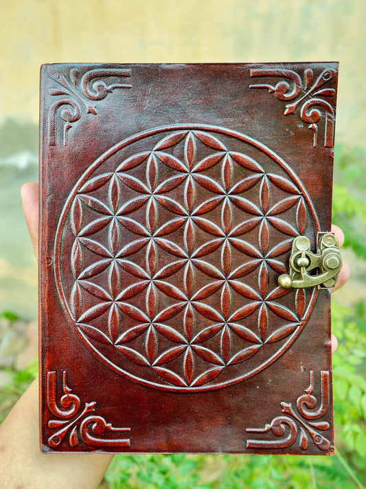 The Bloom | Leather Diary with Flower of Life Embossing