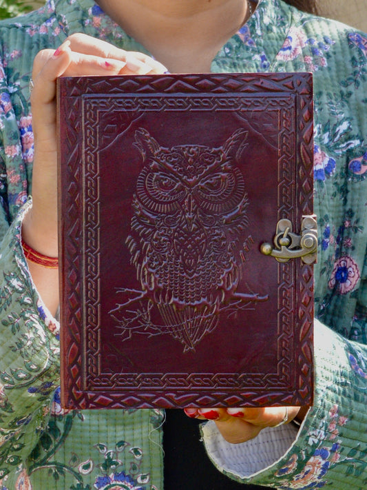 The Oracle | Leather Diary with Owl Embossing