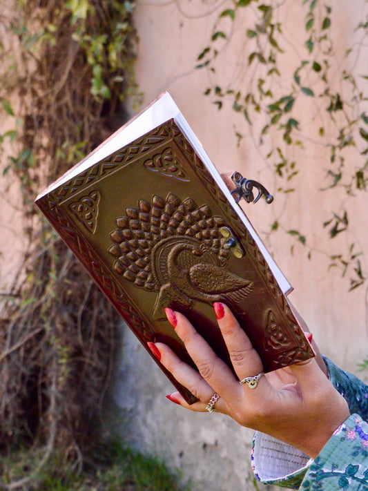 The Grace | Leather Diary with Peacock Embossing