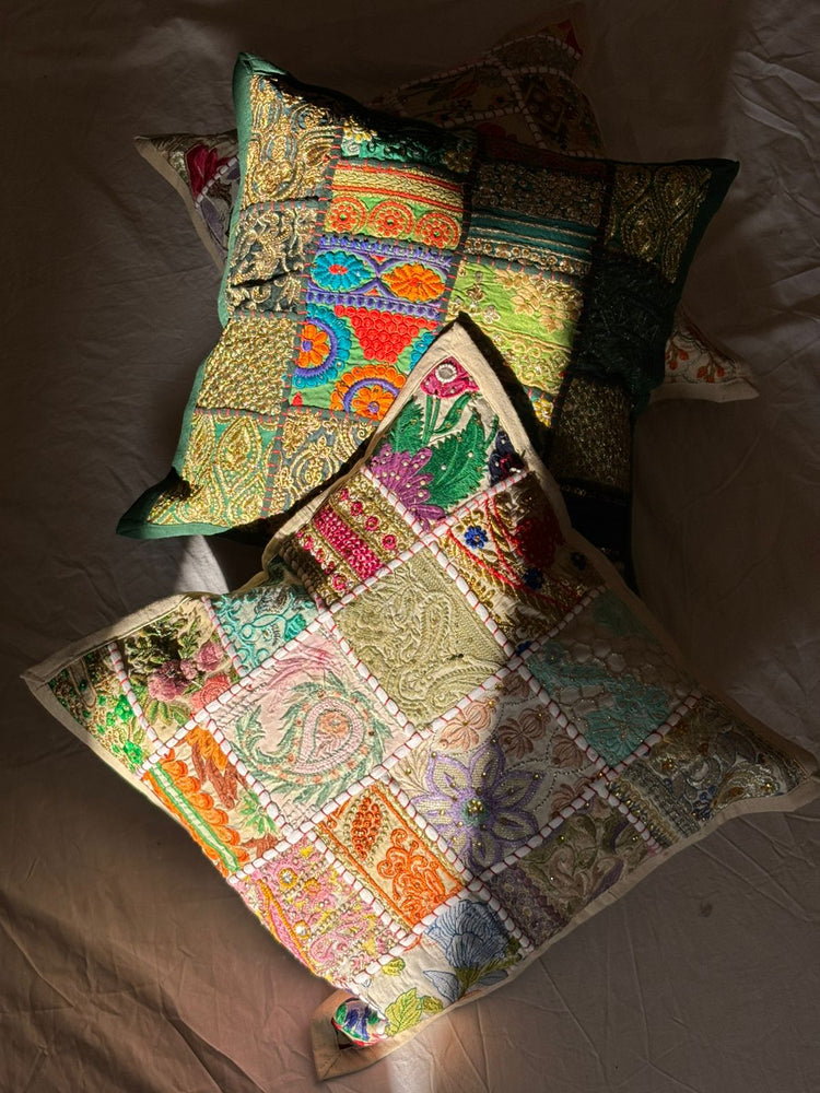 Patchwork Cushion Covers – Vibrant Upcycled Textiles for Conscious Living