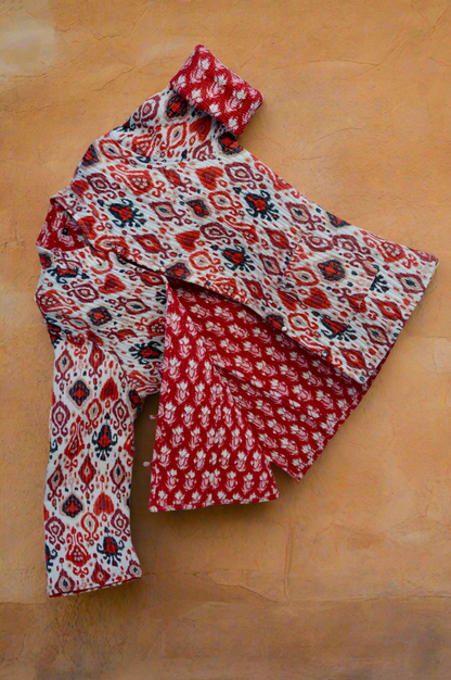 The Ember – Quilted Red Cotton Jacket | Handmade with Kapas Filling for Women