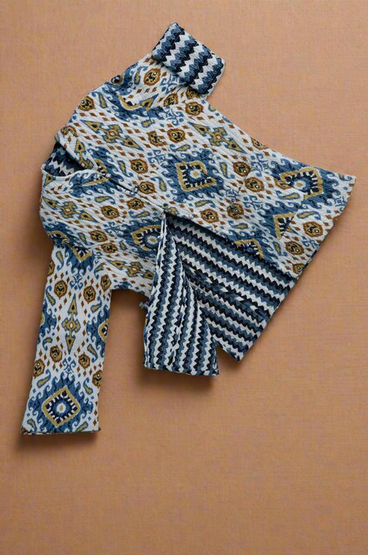 The Voyager – Reversible Quilted Cotton Jacket | Geometric Print | Kapas Earthshells Collection