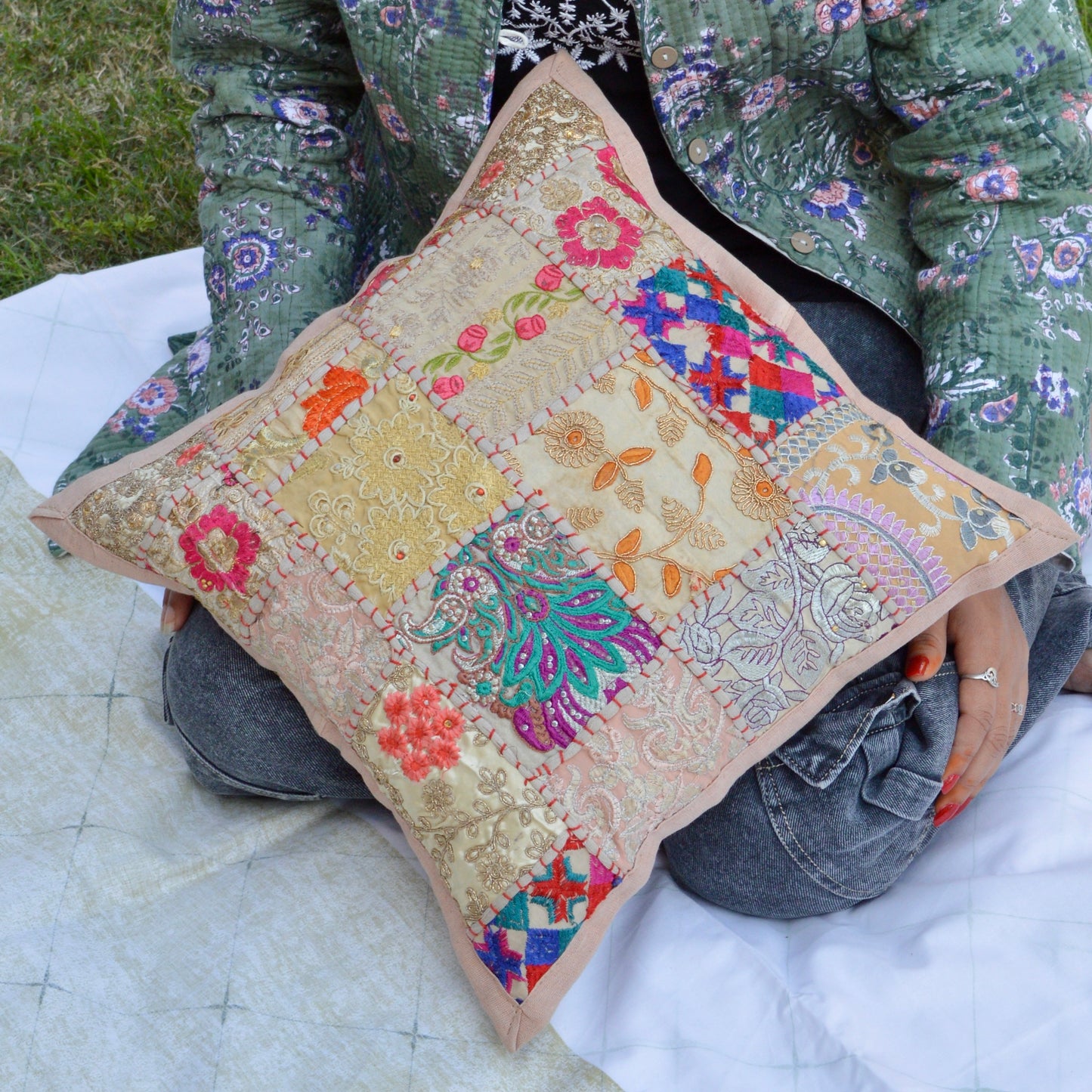 Patchwork Cushion Cover – One-of-a-Kind Handmade Accent