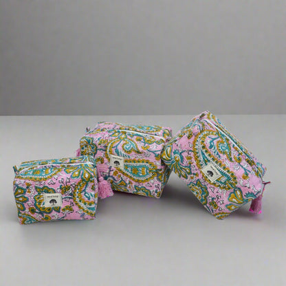 Vintage Paisley | Cotton Pouch | Hand-Stamped Travel Essential