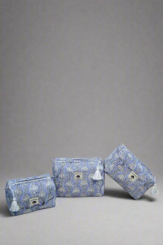 Indigo Bloom | Baumwollbeutel | Handgestempeltes Reise-Essential