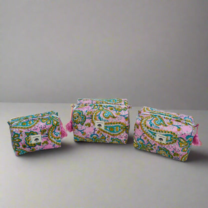 Vintage Paisley | Cotton Pouch | Hand-Stamped Travel Essential