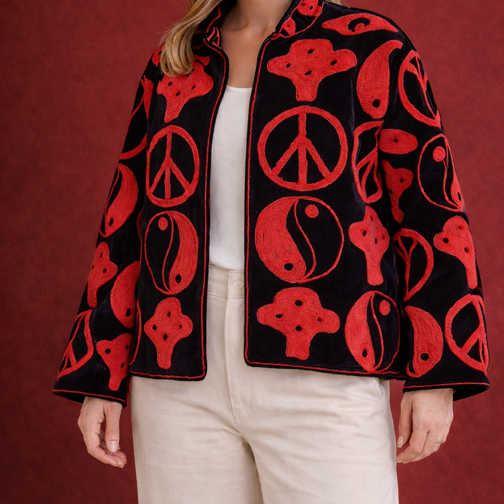 Suzani Red Velvet Jacket