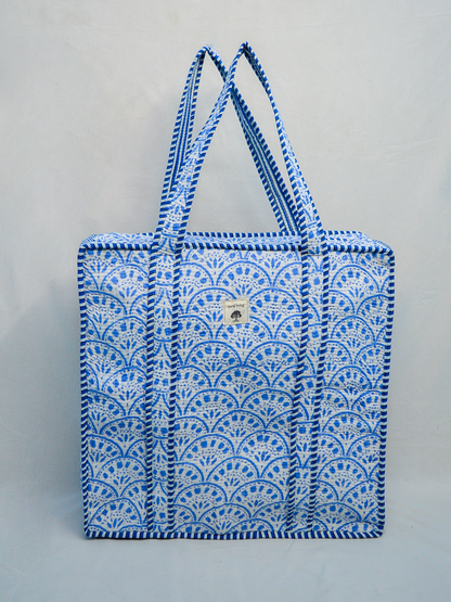 Santorini Tides | Bolsa de algodón | Bolsa de viaje de algodón estampada a mano