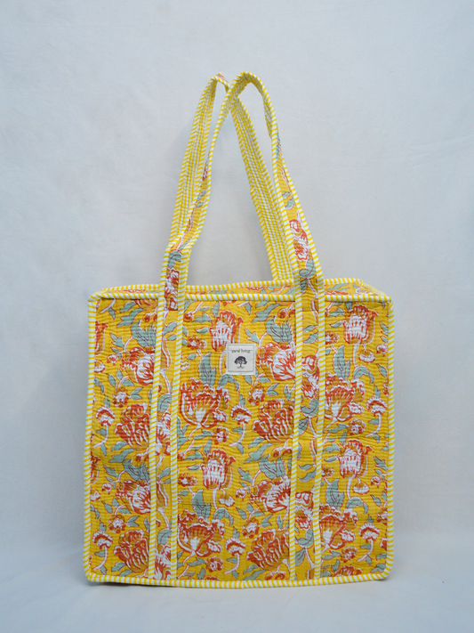 Tuscan Bloom | Bolsa de algodón | Bolsa de mano de algodón estampada a mano
