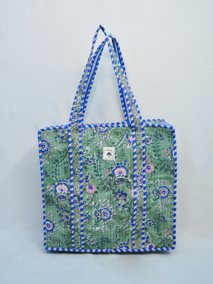 Olive Grove | Bolsa de algodón | Bolsa de mano de algodón estampada a mano