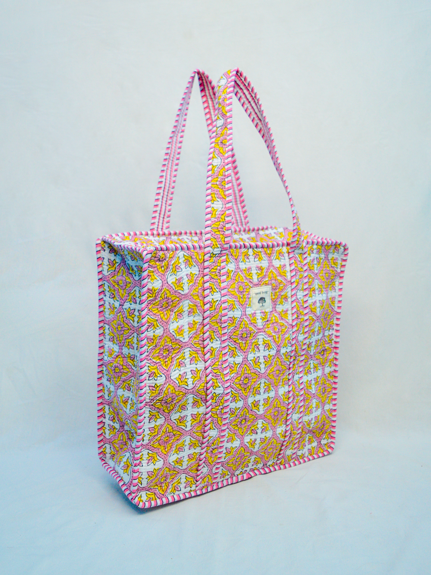 Mirage Dorado | Bolsa de algodón | Bolsa de mano de algodón estampada a mano