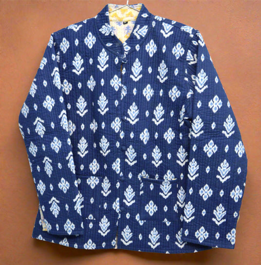 The Indigo Root – Chaqueta reversible acolchada de algodón | Hecha a mano con algodón Kapas natural
