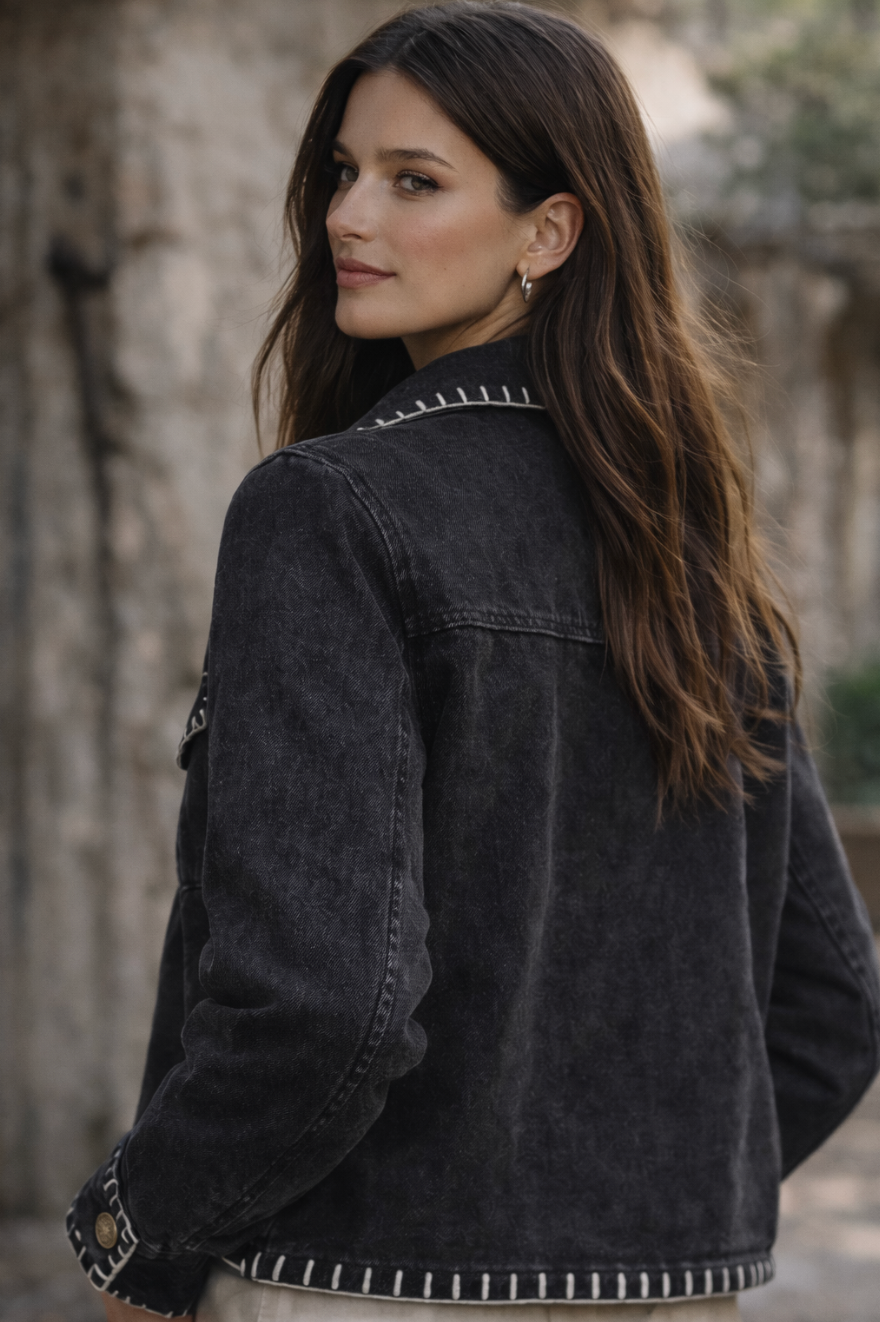 Heavy Hand-Stitched Denim Jacket
