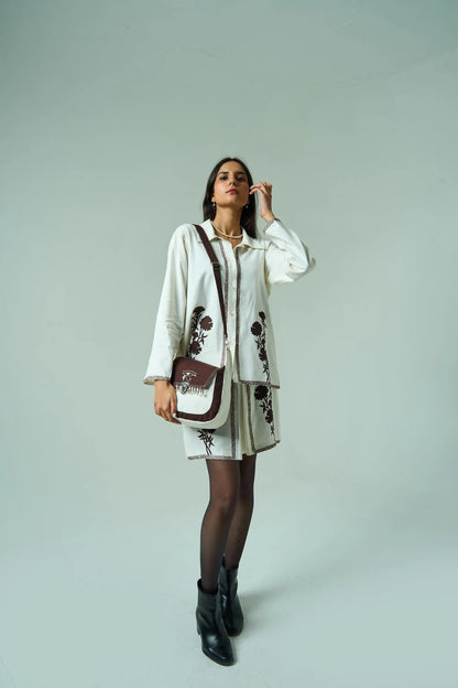 Cotton Silk Two-Piece Set: Boho Floral Outfit, Handmade in India